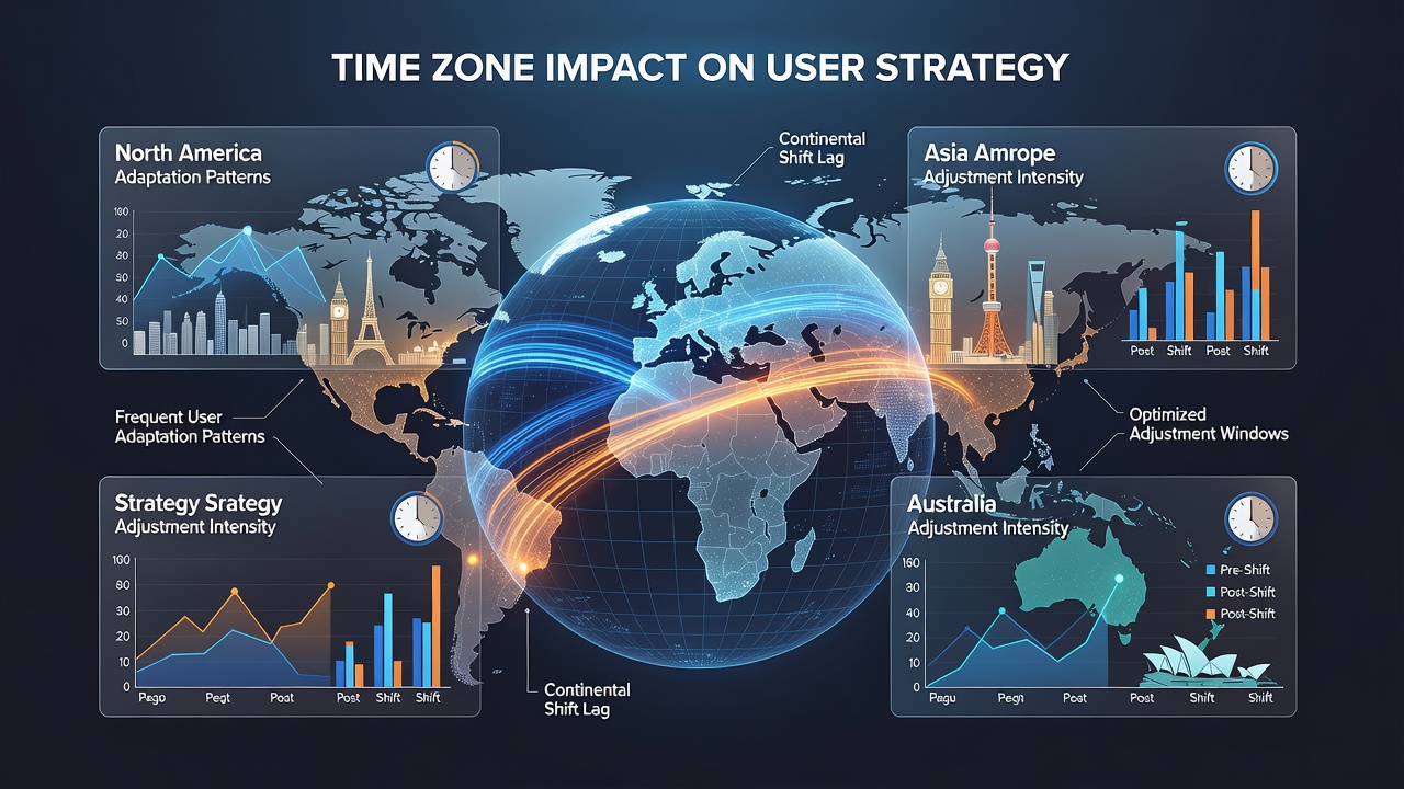 Graph displaying time zone overlap statistics and strategy metric changes for card app users