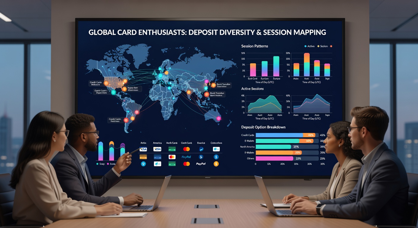 Data visualization mapping deposit diversity against average session lengths across international card gaming markets