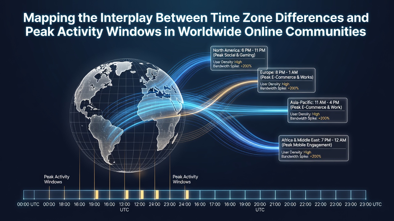 Graph showing overlapping peak activity windows across major time zones in online card rooms
